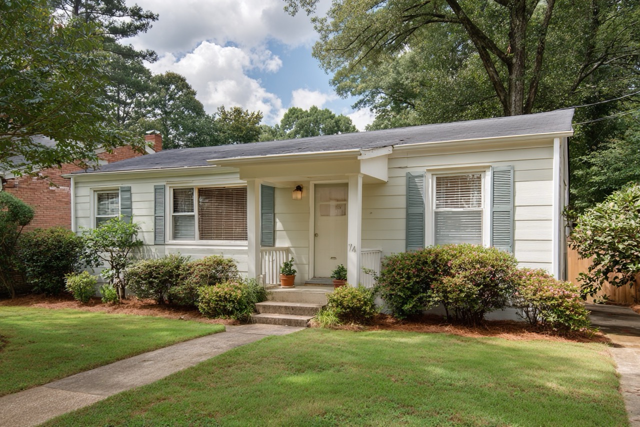 Average rental home in Atlanta Georgia with improved curb appeal and basic landscaping