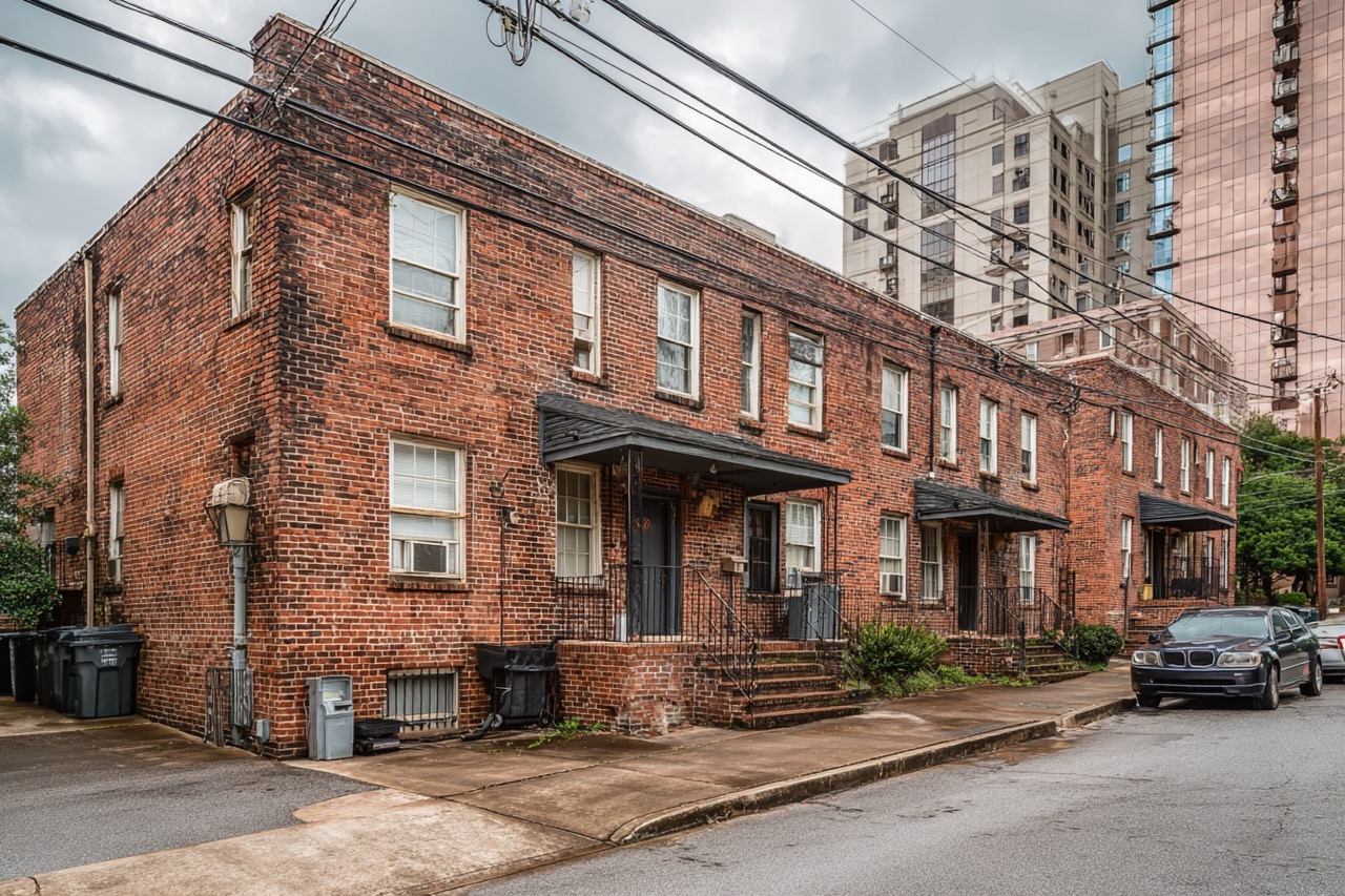 Rental property for sale in Midtown Atlanta Georgia with older apartment exterior