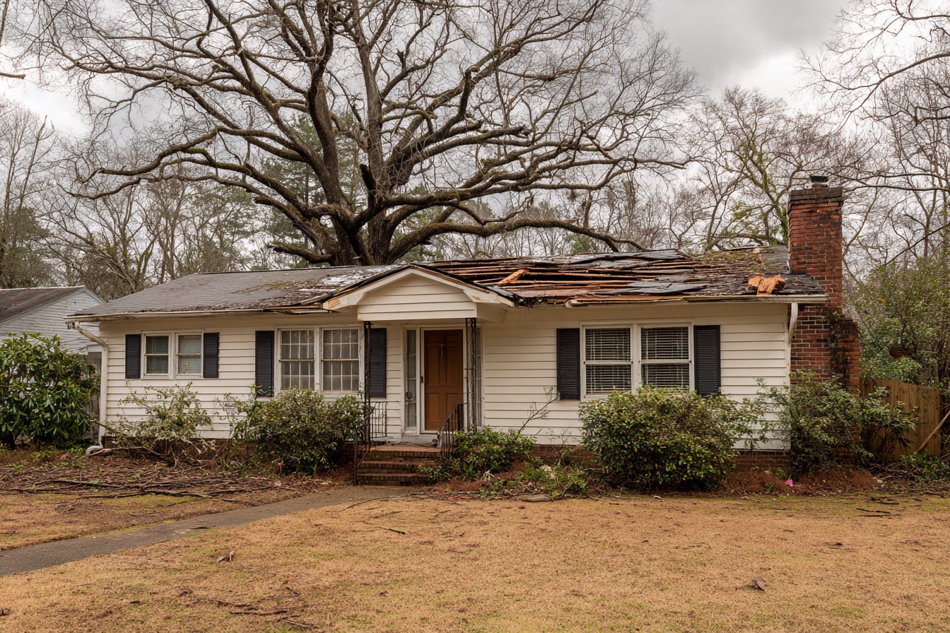 Storm damaged residential property in Atlanta Georgia neighborhood
